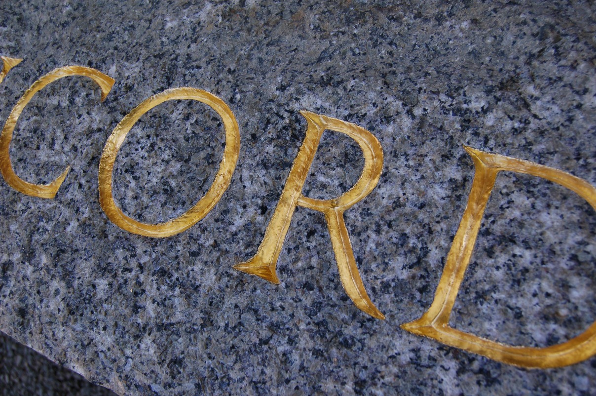 hand lettering on granite