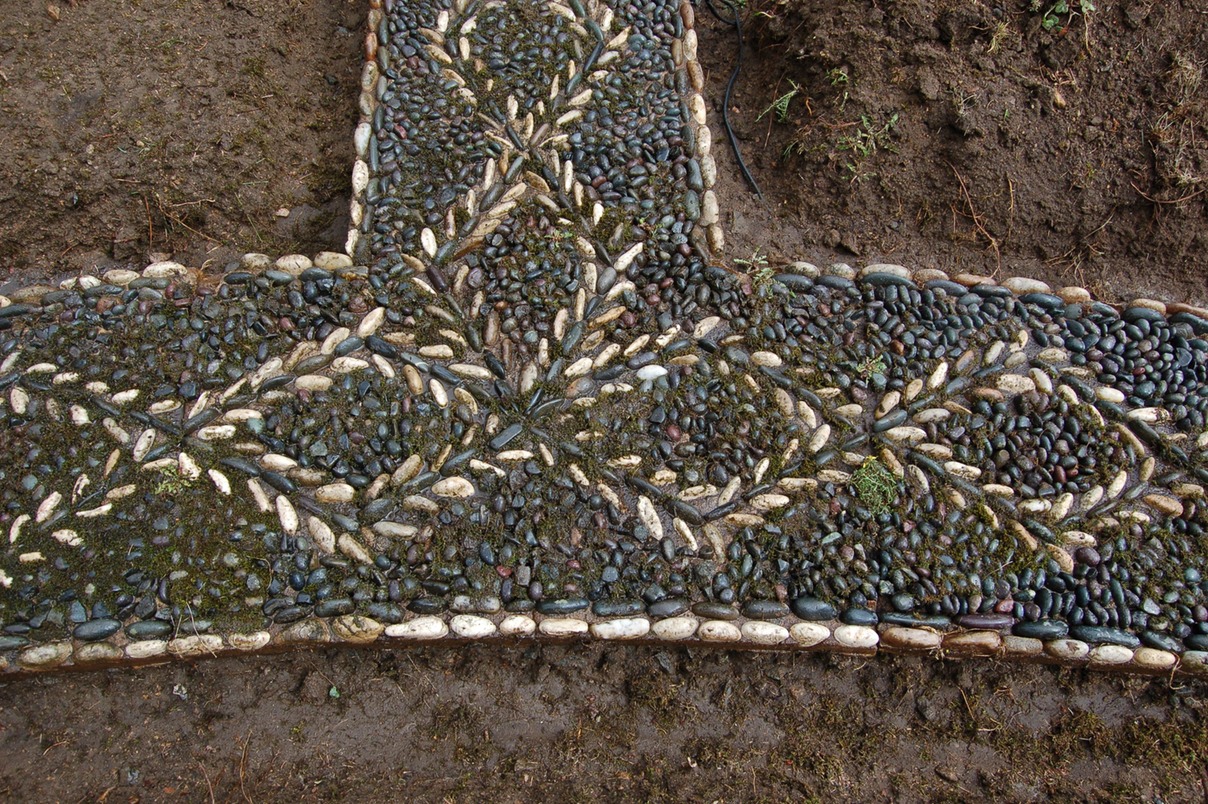 pebble mosaic path before restoation